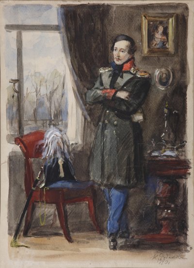 詩人ミハイル・レールモントフの肖像 1814～1841年、1940年 作： Konstantin Ivanovich Rudakov