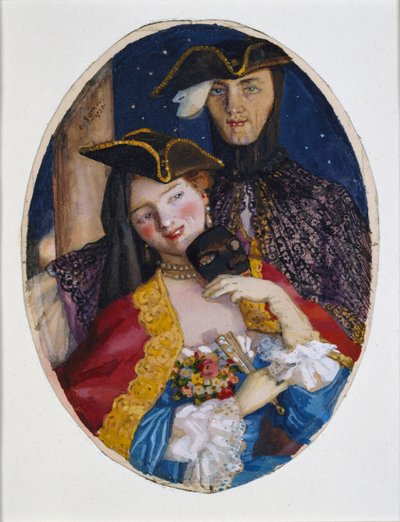 ヴェネチアのカーニバルに参加するカップル（1930年 作： Konstantin Somov