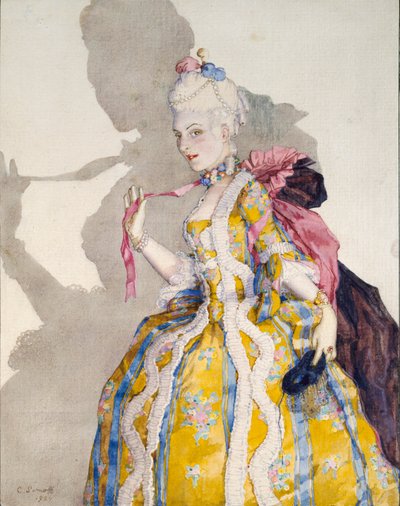 バレリーナTamara Karsavinaのための侯爵夫人の衣装のデザイン、1924年 作： Konstantin Somov