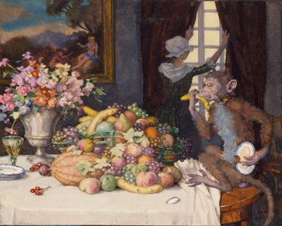 貪欲な猿、1929年 作： Konstantin Somov