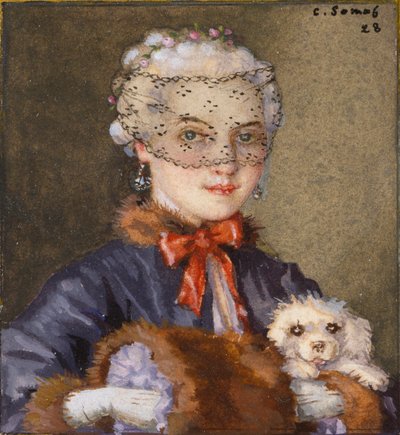 犬を連れた婦人 1928年 作： Konstantin Somov