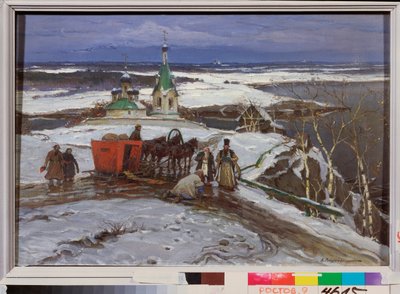 17世紀のロシアの閉じたそり（キャンバスに油彩） 作： Konstantin Veshchilov