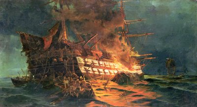 ジャニサリー岬沖のアヤックスの喪失 作： Konstantinos or Constantin Bolanachi