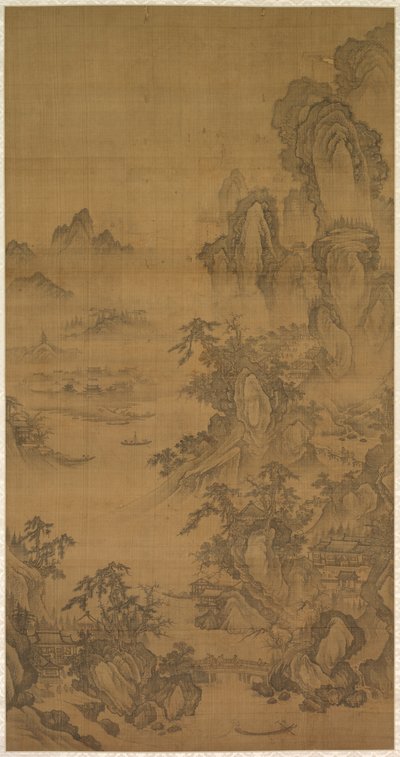 山の市場、立ち昇る霧で晴れる 作： Korea, Joseon dynasty