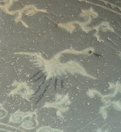 鶴と雲の入ったボウル、c.1150-1200（青磁釉石器） 作： Korean School