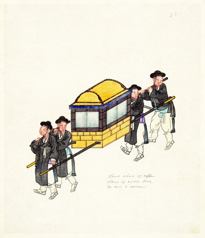 密閉されたパランキンの例、1890年頃発行（手彩色の彫刻版 作： Korean School