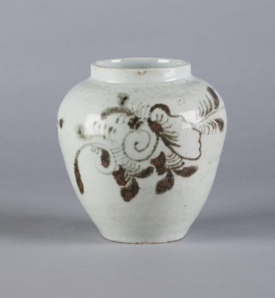 花柄の壺、李朝、1392-1910（セラミック） 作： Korean School