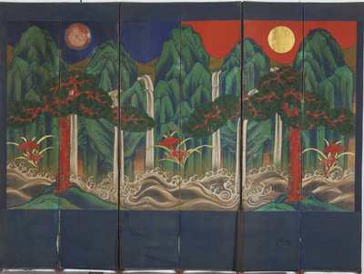 横長（パネル上のテンペラと金箔） 作： Korean School