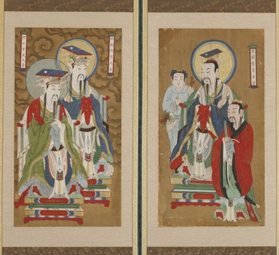 行列シーン、朝鮮王朝（紙と絹の色） 作： Korean School