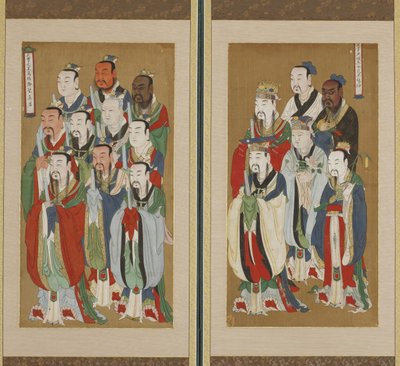 行列シーン、朝鮮王朝（紙と絹の色） 作： Korean School