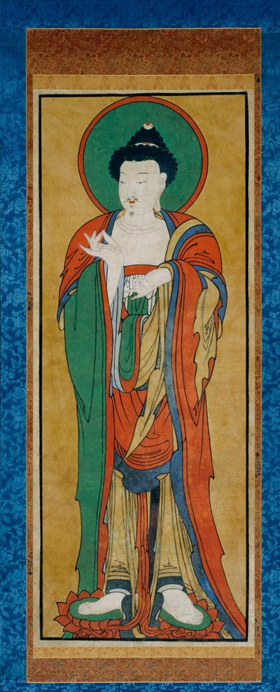 如来仏 1800年代後半（掛軸・紙本彩色） 作： Korean School