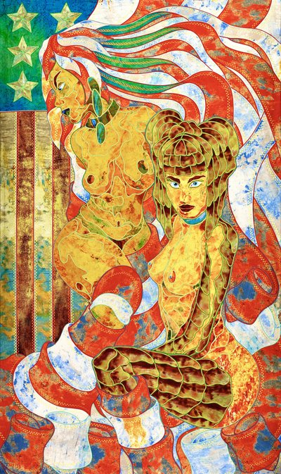 アメリカ国旗の女性たち 作： Kostyantin Malginov