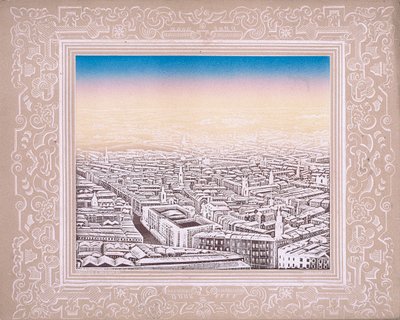 飾り枠のあるロンドンの空撮、c1845 作： Kronheim and Co