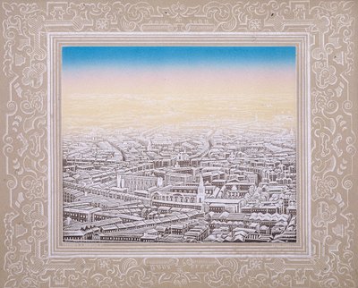 飾り枠のあるロンドンの空撮、c1845 作： Kronheim and Co