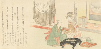 1798年、床の間のアルコーブの前で客と花魁。 作： Kubo Shunman