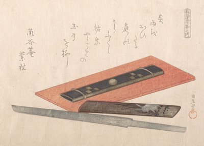 ナイフと 2 つのナイフの柄、19 世紀。 作： Kubo Shunman
