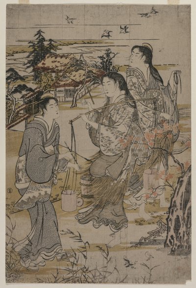 塩バケツを持つ女性。 六多摩川無題 陸奥国野田多摩川 作： Kubo Shunman