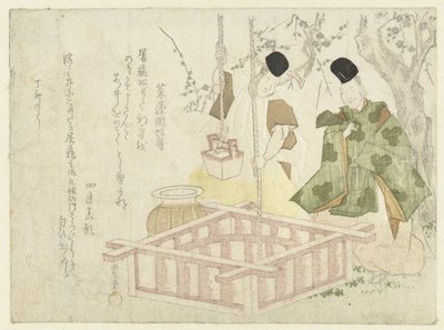 井戸から水を汲む 作： 西園川津寺