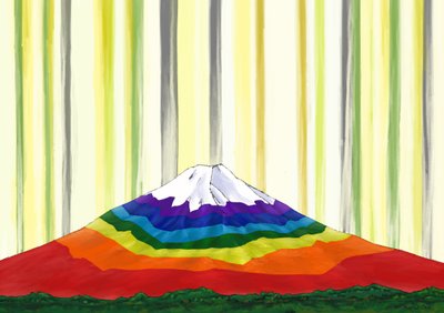 光の中の虹色の富士山 #2 , 2023 （デジタルペインティング） 作： Kunio Ota
