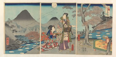 信濃の田んぼに映る月 信州たごとのつき 作： Kunisada (II) , Utagawa