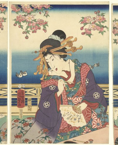 隅田川沿いの山の繁栄 作： Kunisada (II) , Utagawa