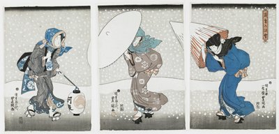 年末の大雪、1844年。 作： Kunisada