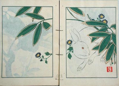 小橋文七が1901年に出版した作品集より「うさぎ」（カラー木版画） 作： Kurokawa Yasusada Kigyoku