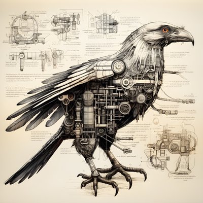 ダ・ヴィンチ2の蒸気機械鳥の設計図 作： Kurt Heppke