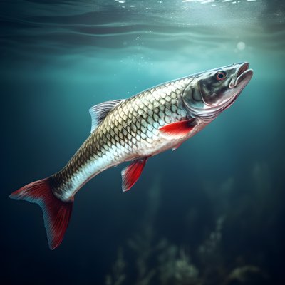 スネークという魚の一種が釣り糸にかかった。 作： Kurt Heppke