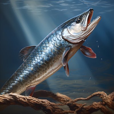 スネークという魚の一種が釣り糸にかかった。 作： Kurt Heppke