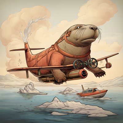 セイウチが飛行機を飛ばす 4 作： Kurt Heppke