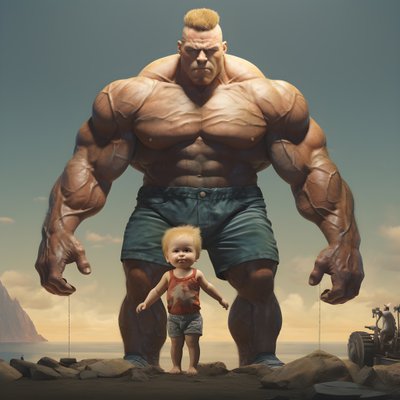 巨大な筋肉質の男と威圧的で厄介な重量挙げ選手ステロイドフリークバフベイブ1 作： Kurt Heppke