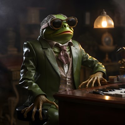 サングラスとピアノを持ったカエル役のエルトン・ジョン 2 作： Kurt Heppke