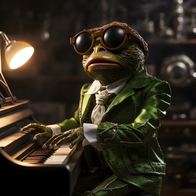サングラスとピアノを持ったカエル役のエルトン・ジョン 4 作： Kurt Heppke