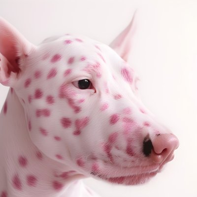 モアレ模様の白い動物ダルメシアンの斑点にピンクの豚の魅惑的なクローズアップ1 作： Kurt Heppke