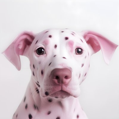 モアレパターンの白地にピンクのブタのクローズアップ。 作： Kurt Heppke