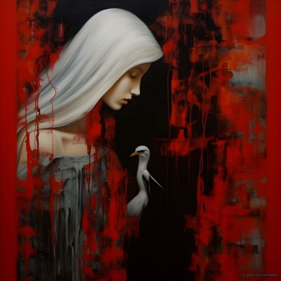 女性とコウノトリ 4 作： Kurt Heppke
