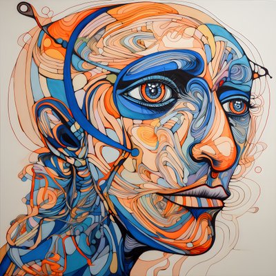 顔、目はスパイラル、鼻は鳥......。 作： Kurt Heppke
