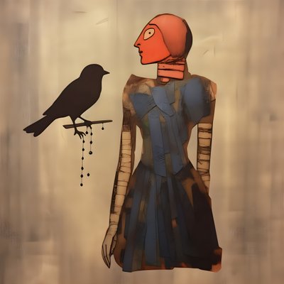 木製の人形と鳥 4 作： Kurt Heppke