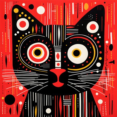 黒と赤のストライプの猫 3 作： Kurt Heppke