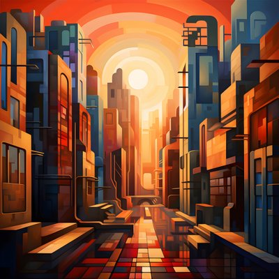 キュービズムの都市風景画1 作： Kurt Heppke