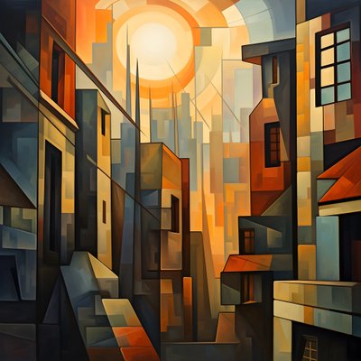 キュービズムの都市風景画3 作： Kurt Heppke