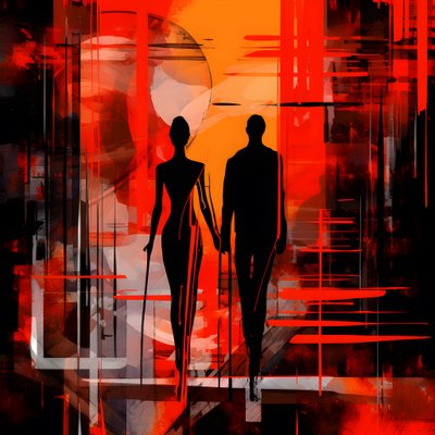 赤い服の男、オレンジと黒の服の女 2 作： Kurt Heppke