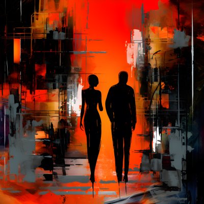 赤い服の男、オレンジと黒の服の女 3 作： Kurt Heppke