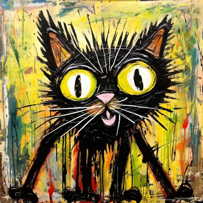 何かを不思議そうに見上げる猫の漫画の新表現主義 1 作： Kurt Heppke