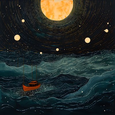 満月だけが北海の何もない世界を照らしていた。2 作： Kurt Heppke
