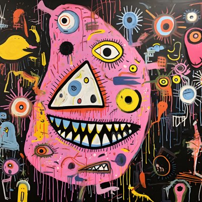 騒々しいアクリル画 3 作： Kurt Heppke