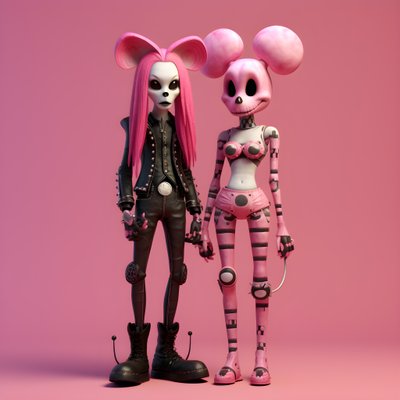 ナイトメア・ビフォア・クリスマス パンク・ピンク ミニー＆ミッキーマウス2 作： Kurt Heppke