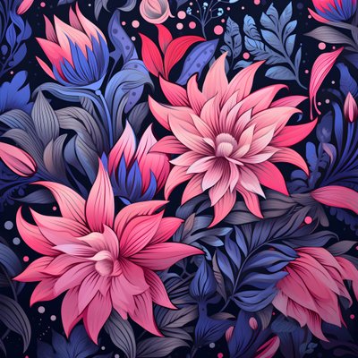 ピンクとブルーの花束 1 作： Kurt Heppke