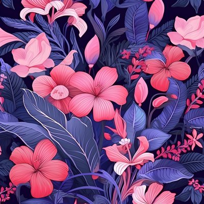 ピンクとブルーの花束 2 作： Kurt Heppke